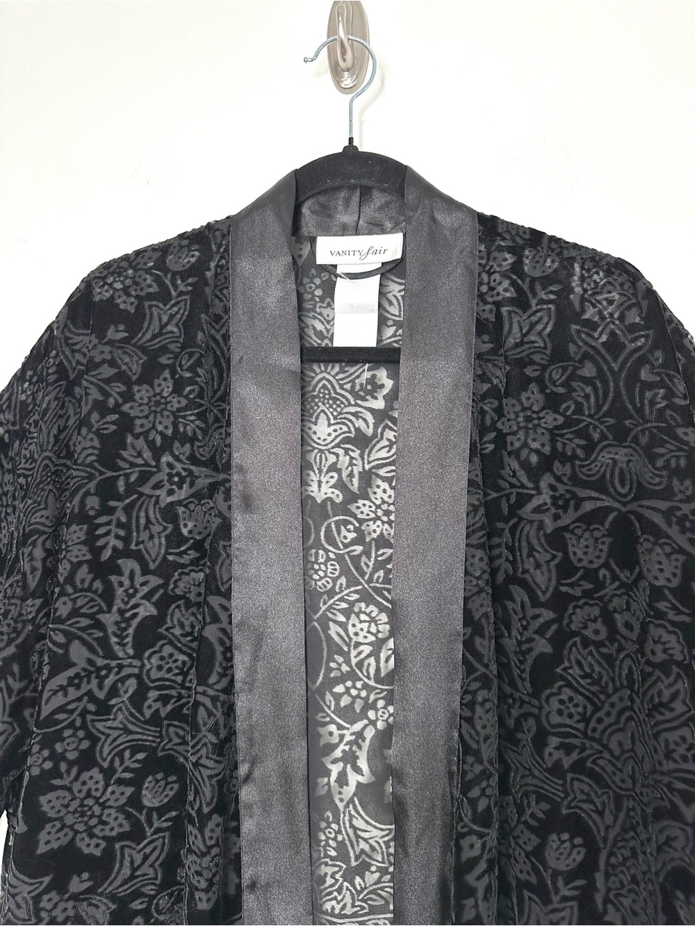 Whimsigoth Black Velvet Burnout Robe Kimono Witchy Vampirecore Fairy Grunge - Picture 3 of 13